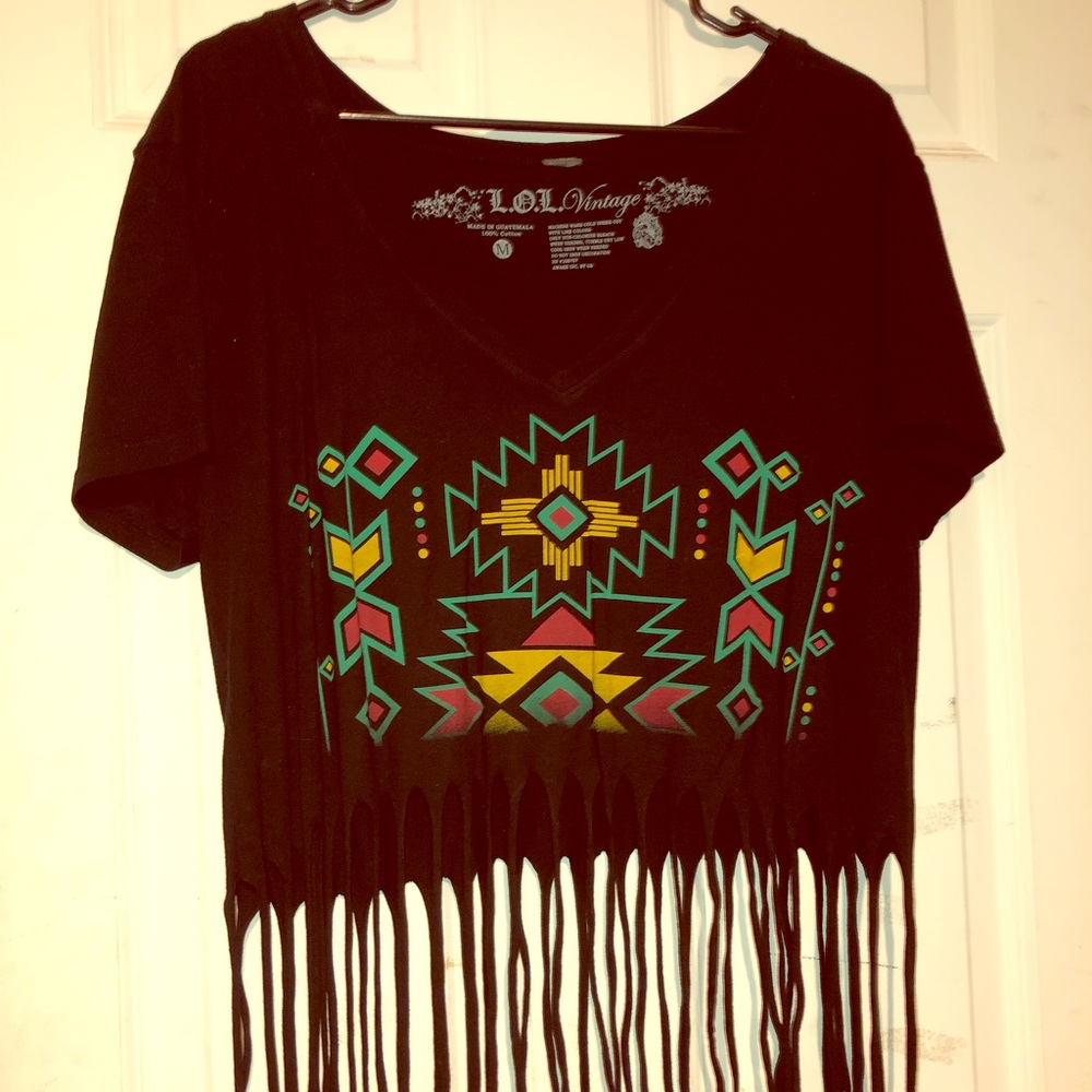 Short crop top tee with aztec designs